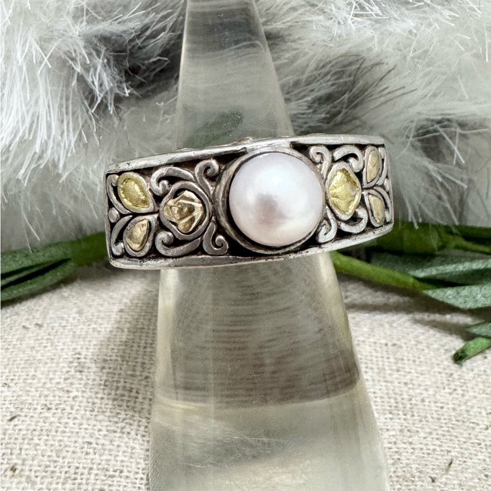John Hardy .925 18K Gold Pearl Ring